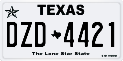 TX license plate DZD4421