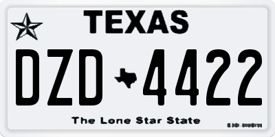 TX license plate DZD4422
