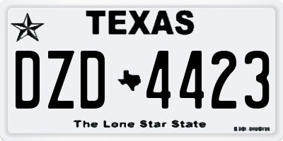 TX license plate DZD4423