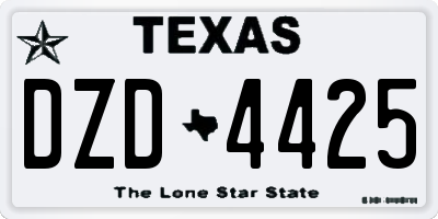 TX license plate DZD4425