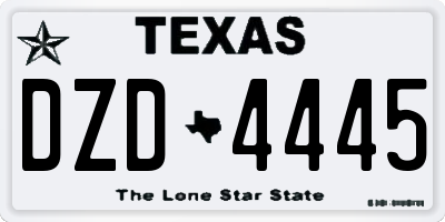 TX license plate DZD4445