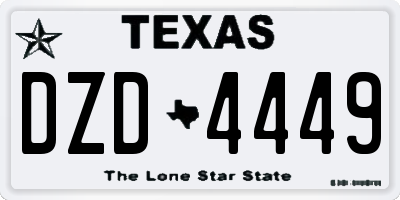 TX license plate DZD4449