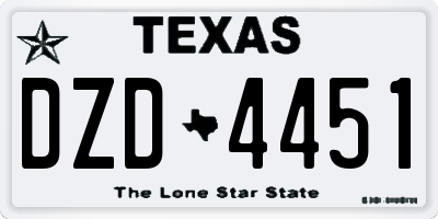 TX license plate DZD4451