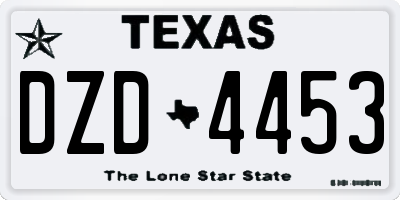 TX license plate DZD4453