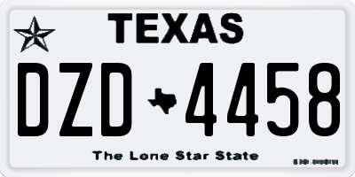 TX license plate DZD4458