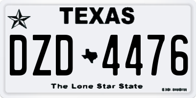 TX license plate DZD4476