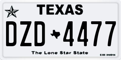 TX license plate DZD4477