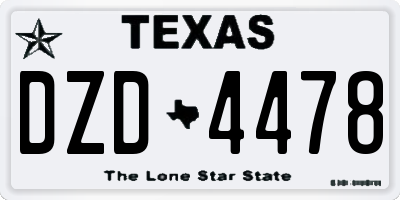 TX license plate DZD4478