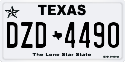 TX license plate DZD4490