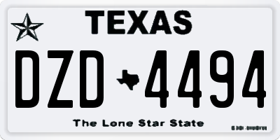 TX license plate DZD4494