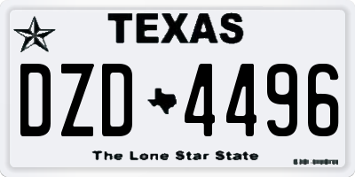 TX license plate DZD4496