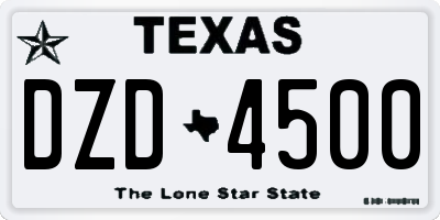 TX license plate DZD4500