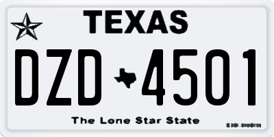 TX license plate DZD4501