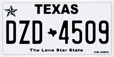 TX license plate DZD4509