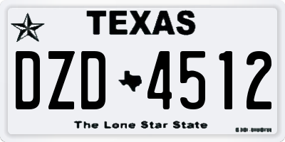 TX license plate DZD4512