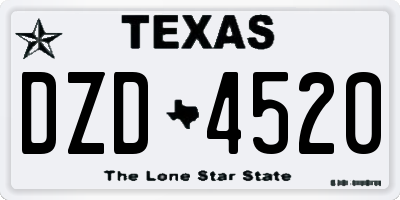 TX license plate DZD4520
