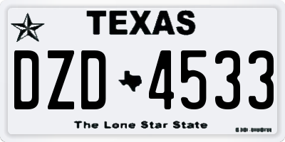 TX license plate DZD4533
