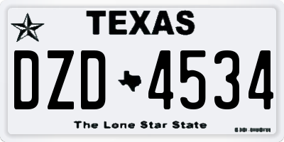 TX license plate DZD4534