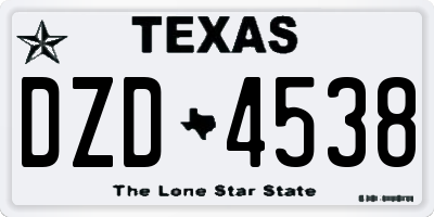 TX license plate DZD4538
