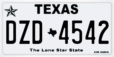 TX license plate DZD4542