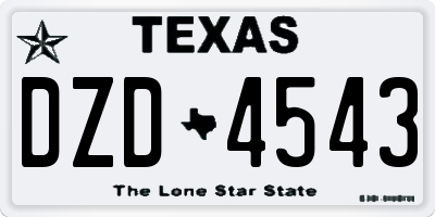 TX license plate DZD4543