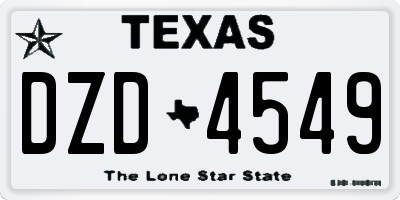 TX license plate DZD4549