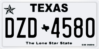 TX license plate DZD4580