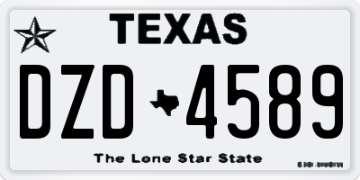TX license plate DZD4589