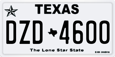 TX license plate DZD4600