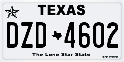 TX license plate DZD4602