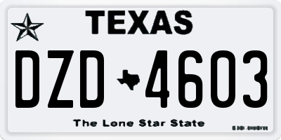 TX license plate DZD4603