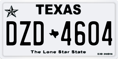 TX license plate DZD4604