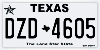 TX license plate DZD4605