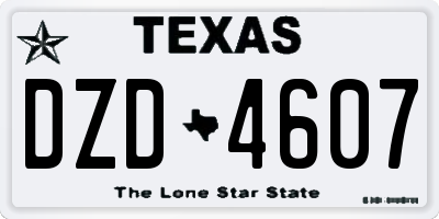 TX license plate DZD4607