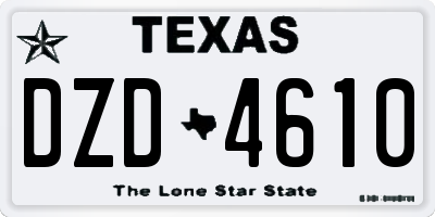 TX license plate DZD4610