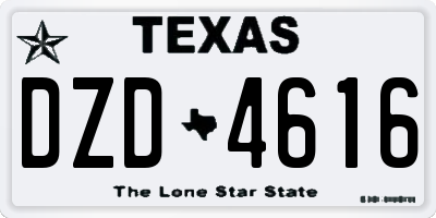 TX license plate DZD4616