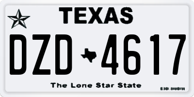 TX license plate DZD4617