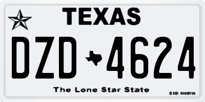 TX license plate DZD4624