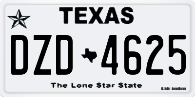 TX license plate DZD4625