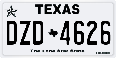 TX license plate DZD4626