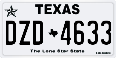 TX license plate DZD4633