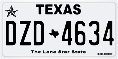 TX license plate DZD4634