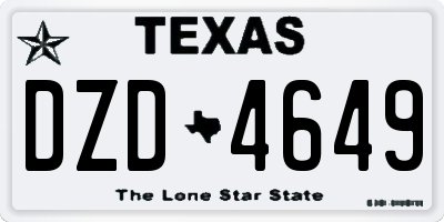 TX license plate DZD4649