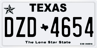 TX license plate DZD4654