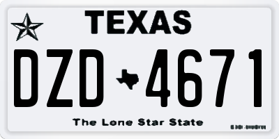 TX license plate DZD4671