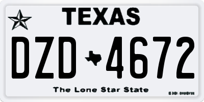 TX license plate DZD4672