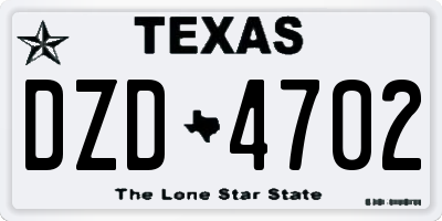 TX license plate DZD4702
