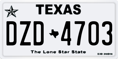 TX license plate DZD4703