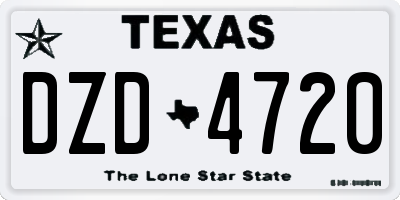 TX license plate DZD4720