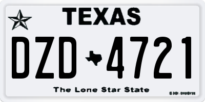 TX license plate DZD4721